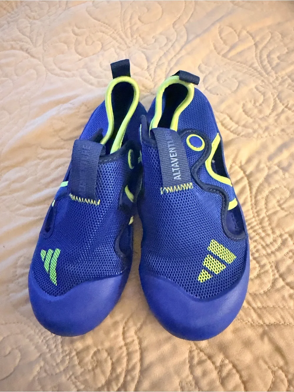 Adidas Kids Blue and Neon Green Active Slip-On Water Shoes
